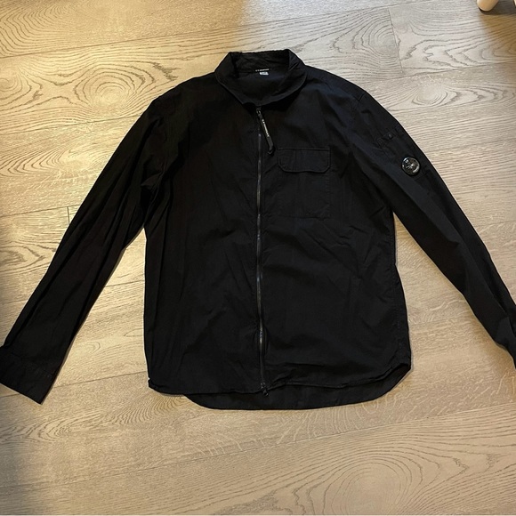 CP Company Black Gabardine Zipped Shirt - Picture 1 of 6